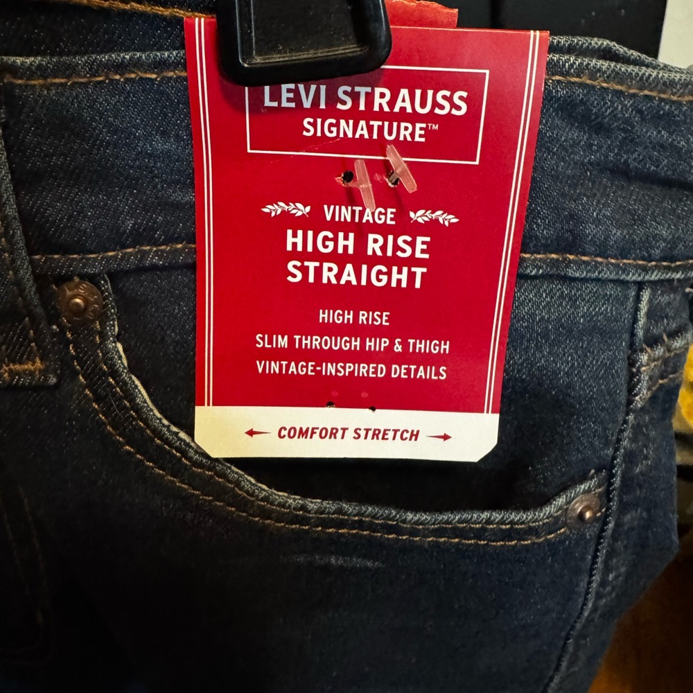 Levi's Signature High Rise Straight Jeans - Dark Blue